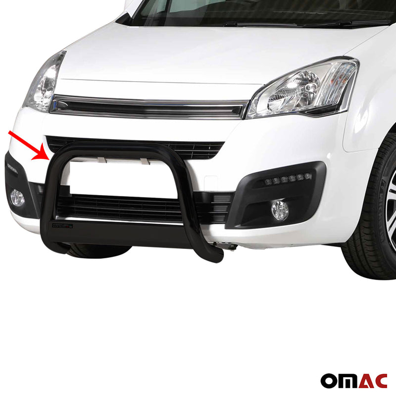 Pare-buffle Avant pour Citroen Berlingo 2015-2018 63 mm en Acier Noir