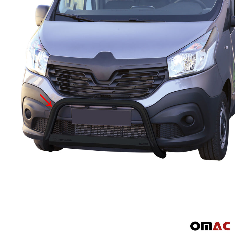 Pare-buffle Avant pour Renault Trafic 2014-2019 63 mm en Acier Noir