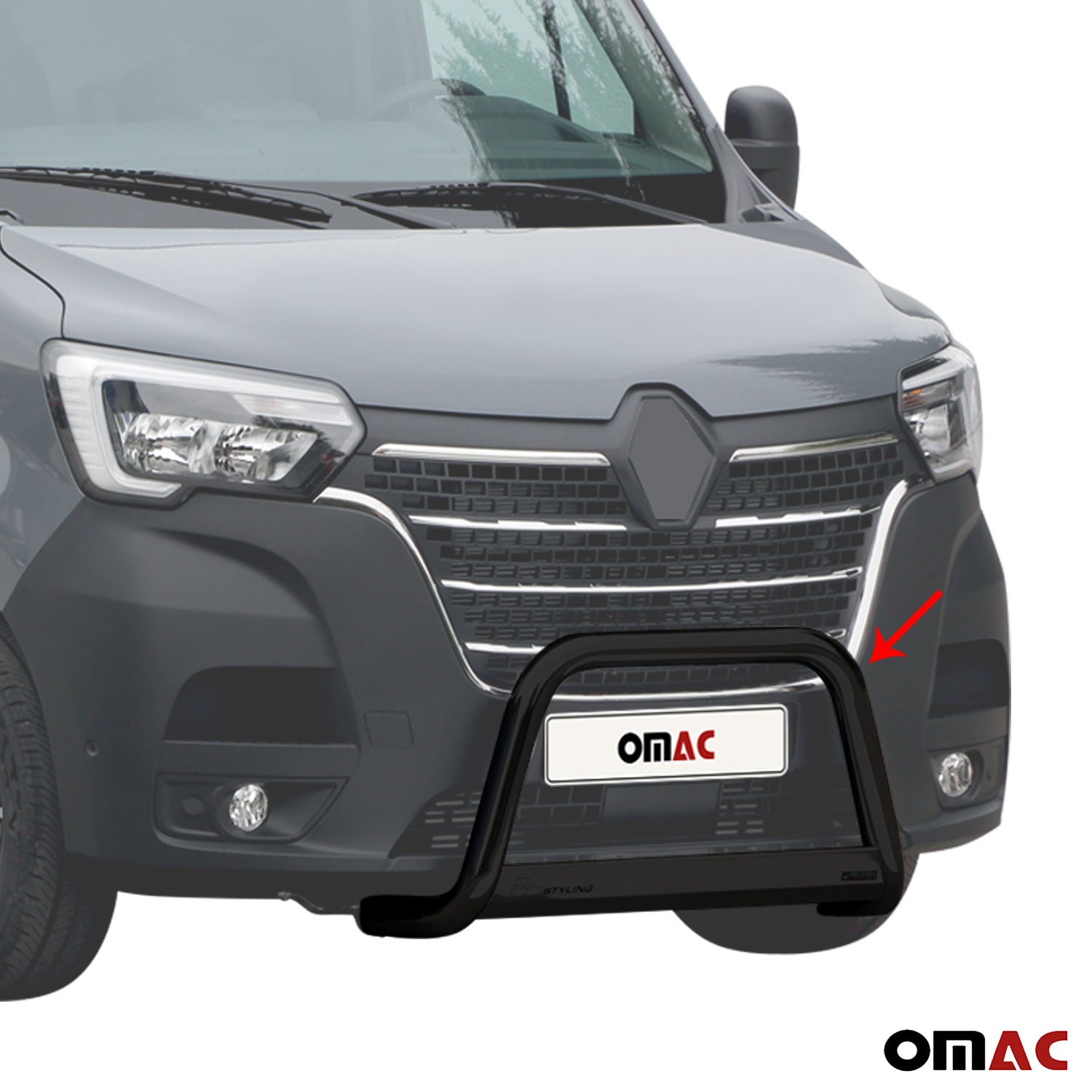 Pare-buffle Avant pour Renault Master 2019-2023 63 mm en Acier Noir
