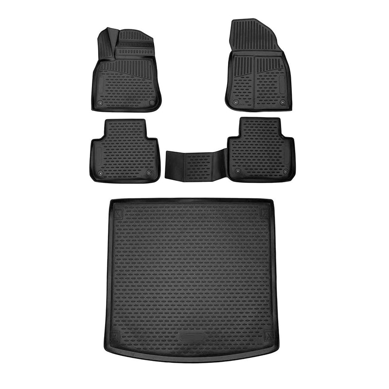 Kit Tapis de sol et coffre pour VW Touareg 2018-2023 en Caoutchouc TPE Noir