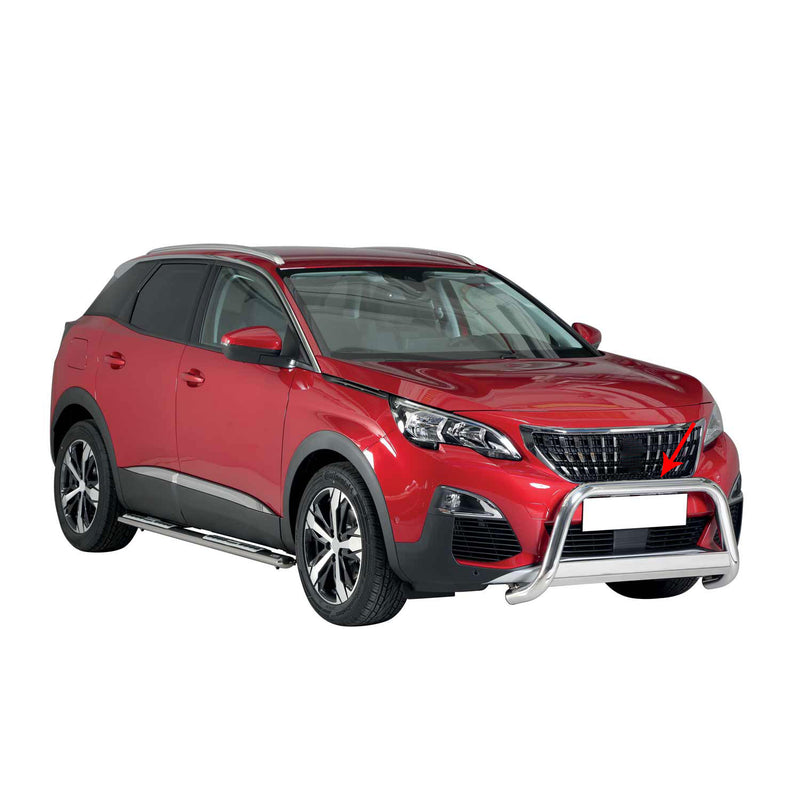 Pare-buffle Avant pour Peugeot 3008 2018-2021 63 mm en Acier Gris