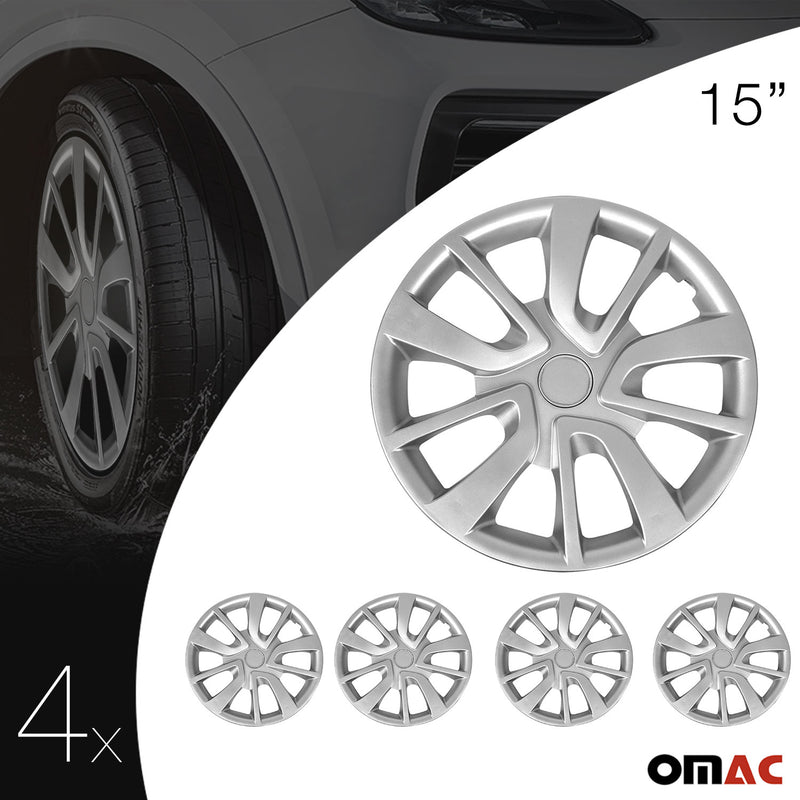 Jeu Enjoliveurs de Roue pour Renault Megane 4Piéces 15 Pouces Gris