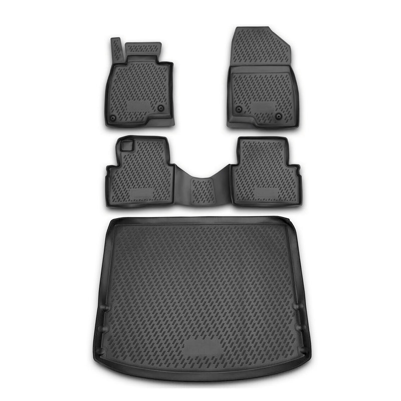 Kit Tapis de sol et coffre pour Mazda 3 2013-2018 HB en Caoutchouc TPE Noir