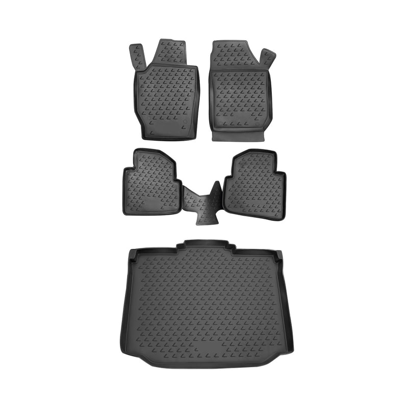 Kit Tapis de sol et coffre pour Skoda Yeti 2009-2017 en Caoutchouc TPE Noir