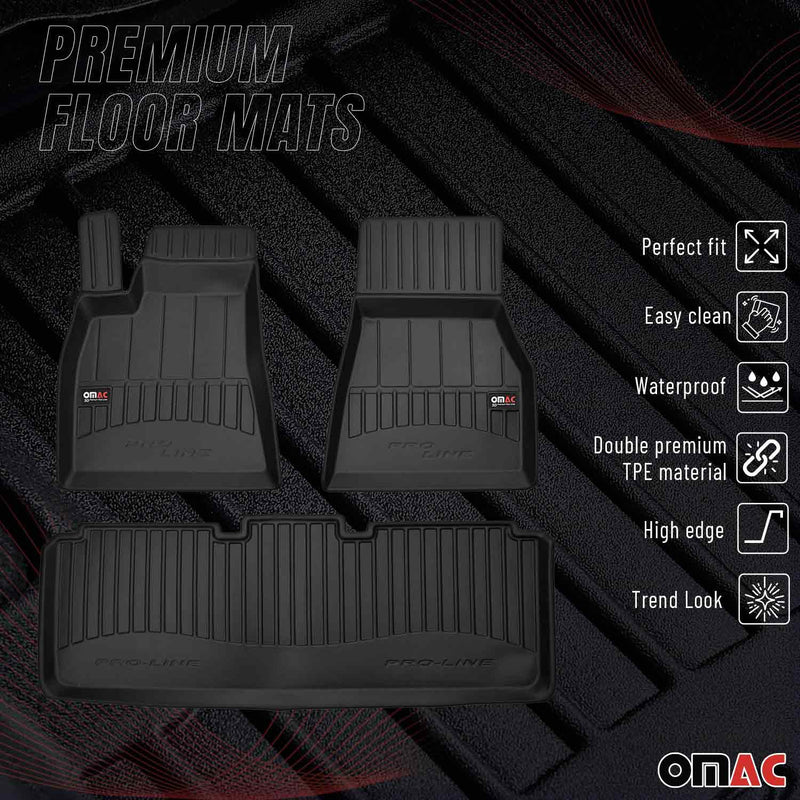 OMAC Tapis de sol en caoutchouc pour Tesla Model S 2014-2020 Noir Premium