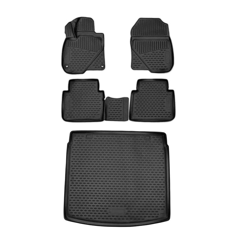 Kit Tapis de sol et coffre pour Honda CR-V 2016-2023 en Caoutchouc TPE Noir