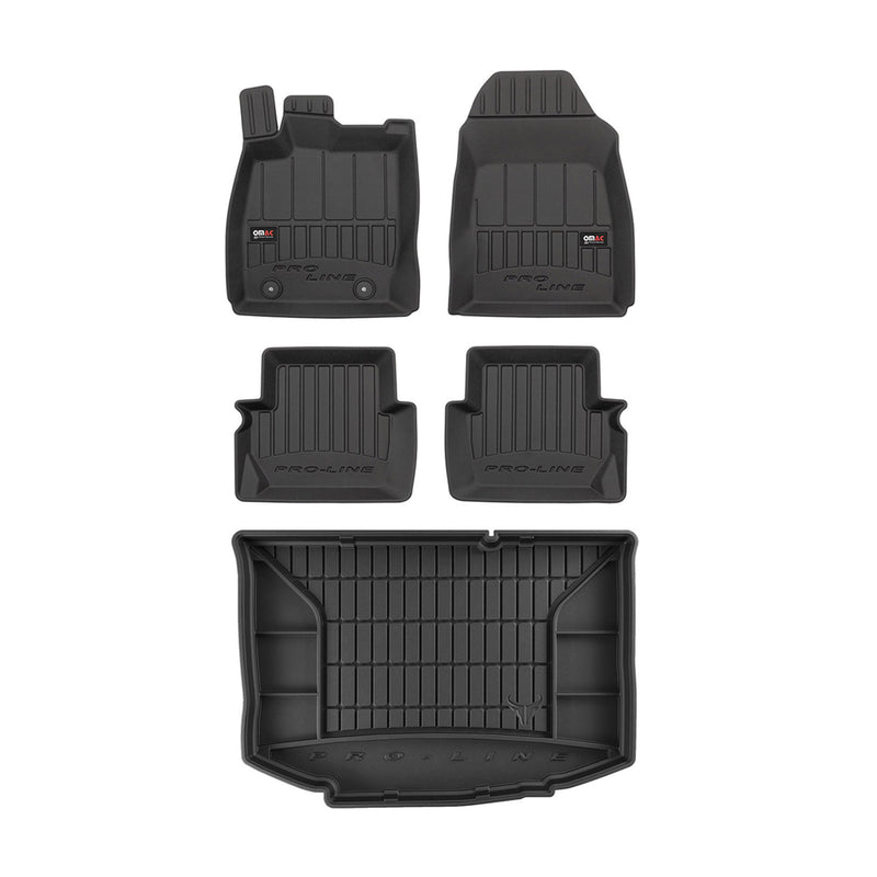 Kit Tapis de Sol et Coffre pour Ford Fiesta 2008-2017 TPE Noir