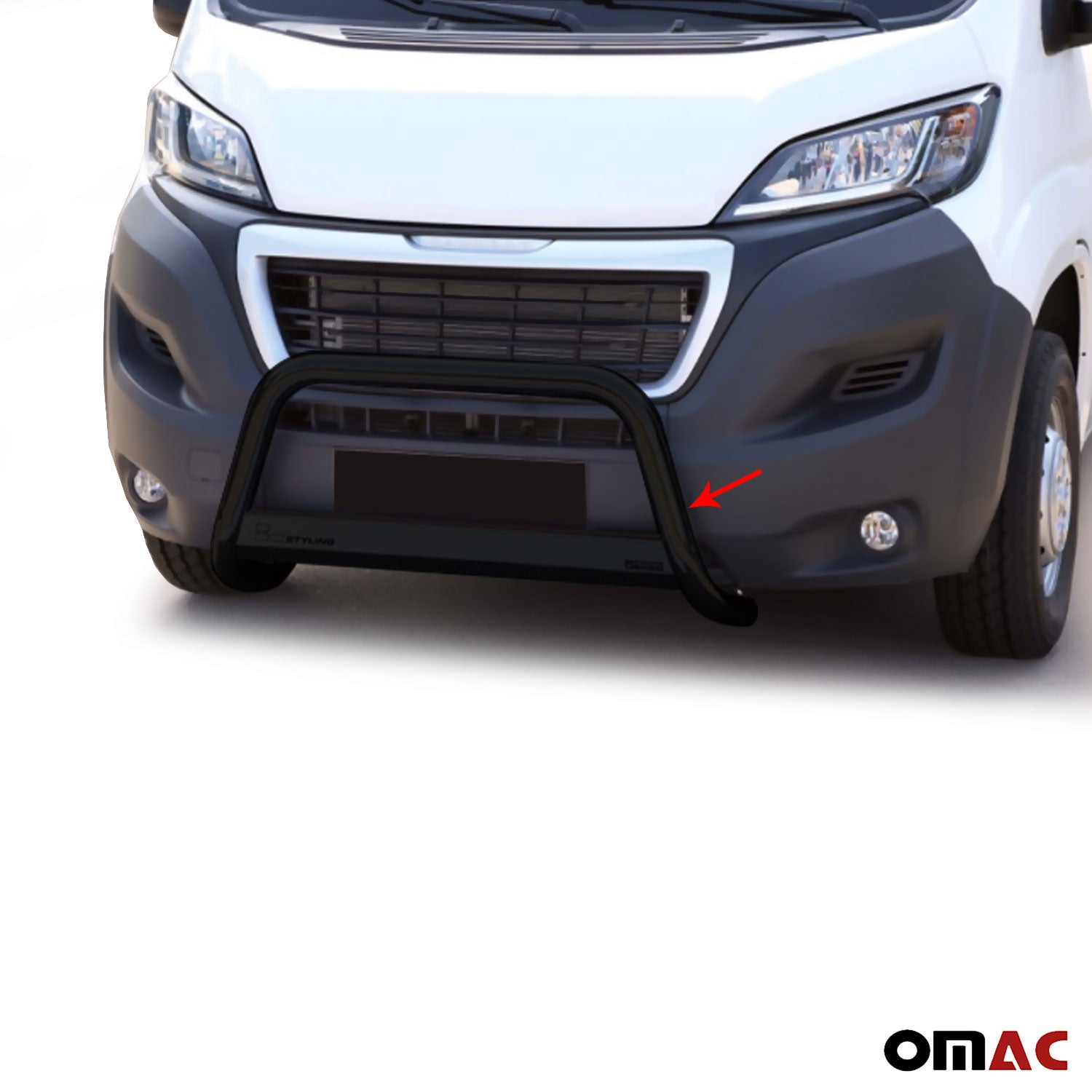 Pare-buffle Avant pour Peugeot Boxer 2014-2023 63 mm en Acier Noir