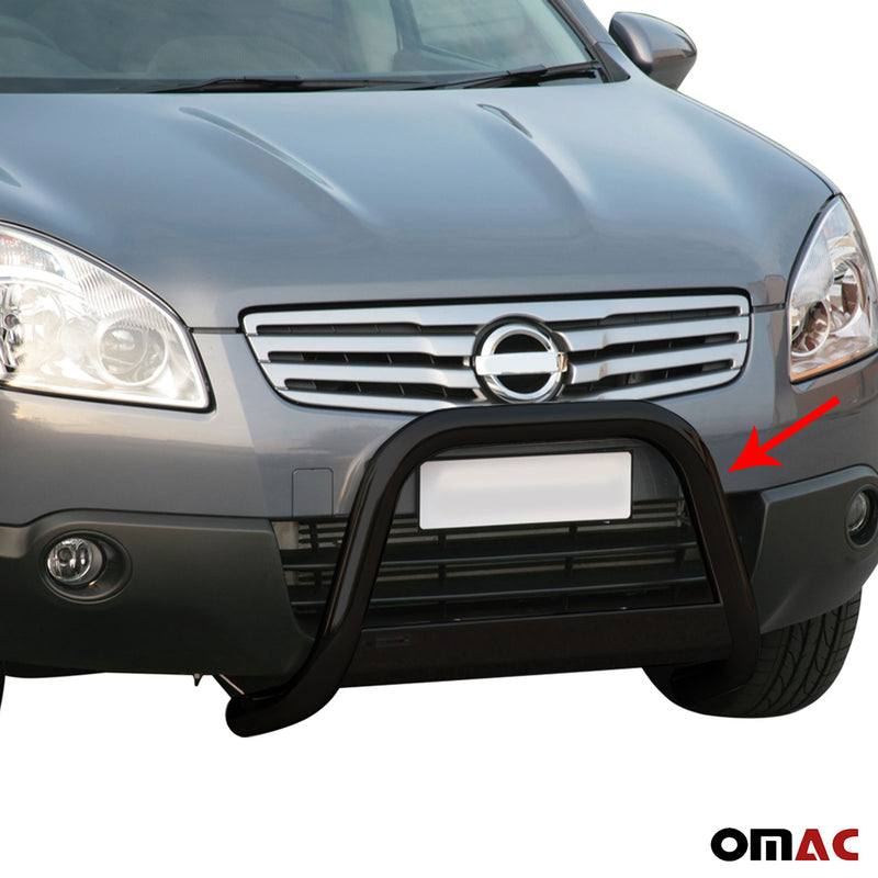 Pare-buffle Avant pour Nissan Qashqai +2 2008-2013 63 mm en Acier Noir