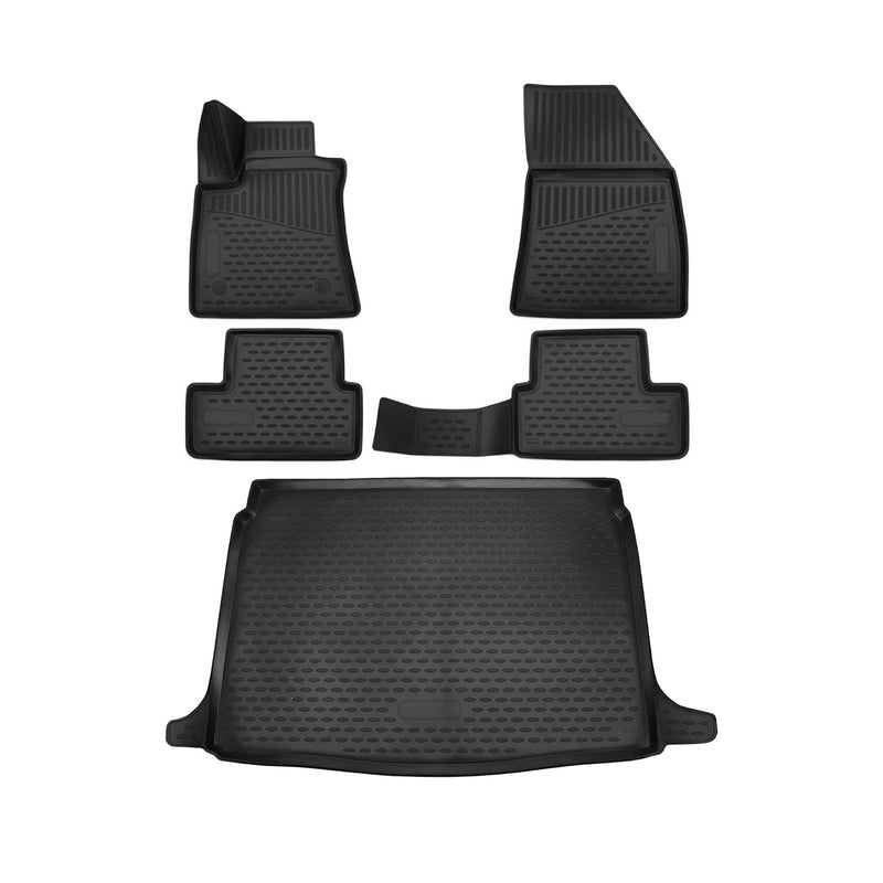 Kit Tapis de sol et coffre pour Renault Megane 2016-2020 HB en Caoutchouc Noir