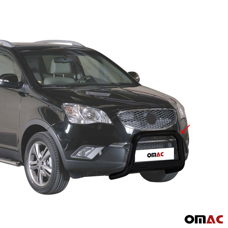 Pare-buffle Avant pour SsangYong Korando 2011-2019 63 mm en Acier Noir