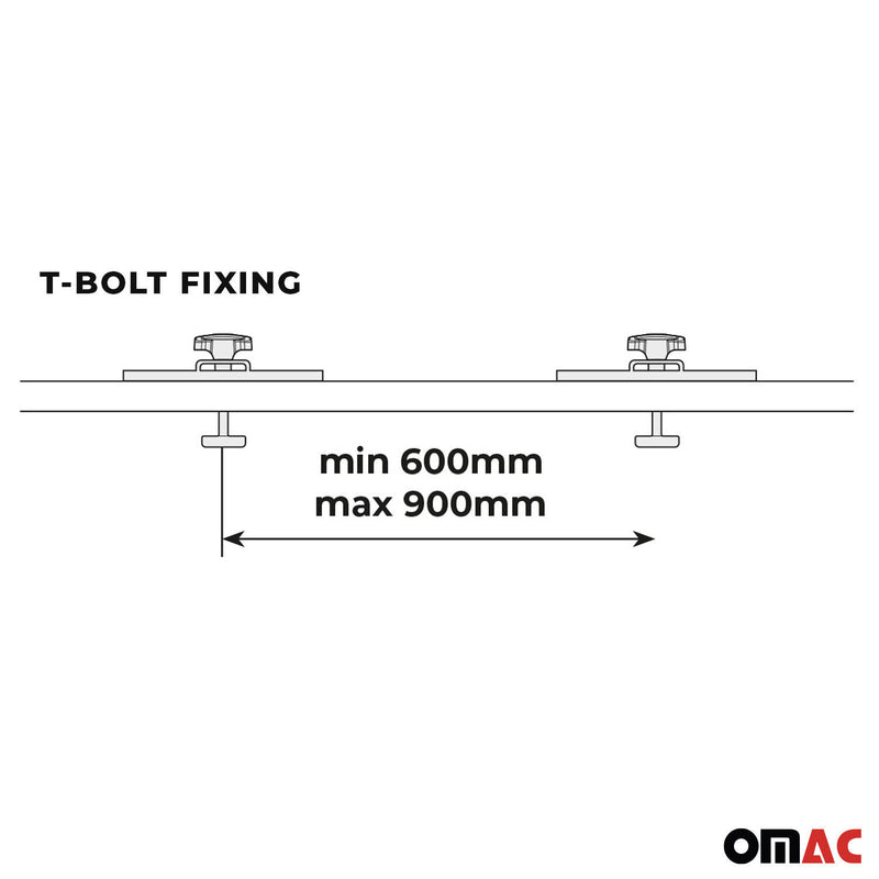 OMAC Jeu d'adaptateurs à rainure en T pour coffre de toit Mania 400 460 580 4pcs