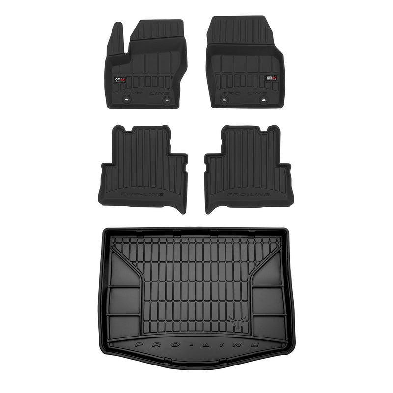 Kit Tapis de Sol et Coffre pour Ford C-Max 2010-2019 TPE Noir