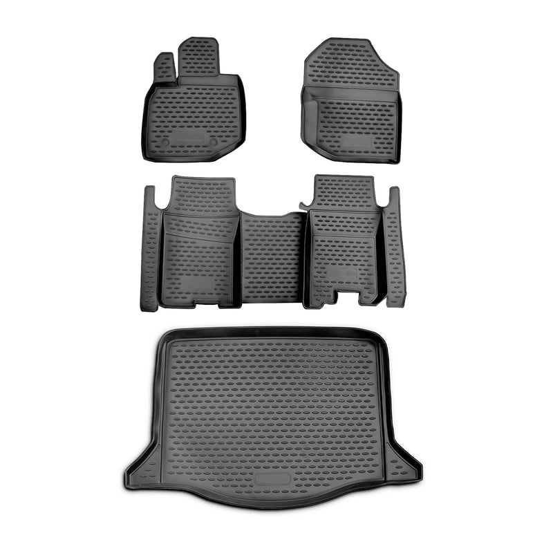 Kit Tapis de sol et coffre pour Honda Jazz Fit 2008-2015 en Caoutchouc TPE Noir