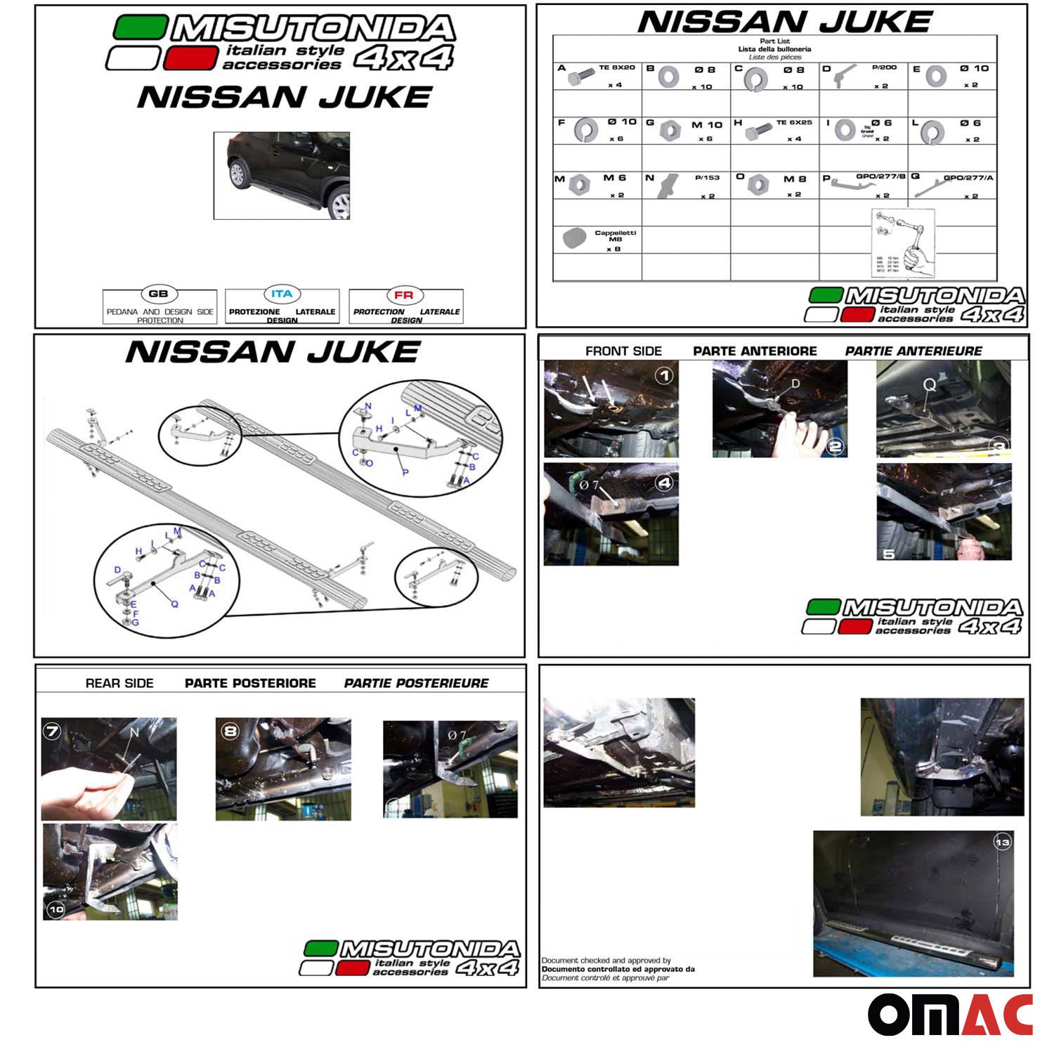 Marchepieds Latéraux pour Nissan Juke 2010-2019 Acier Inoxydable Noir