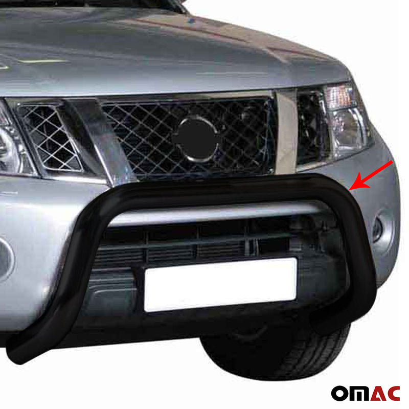 Pare-buffle Avant pour Nissan Navara 2010-2014 76 mm en Acier Inoxy Noir