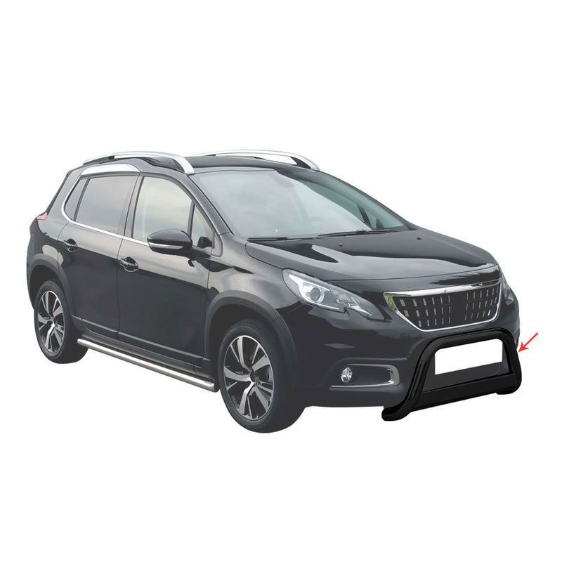 Pare-buffle Avant pour Peugeot 2008 2016-2019 63 mm en Acier Noir