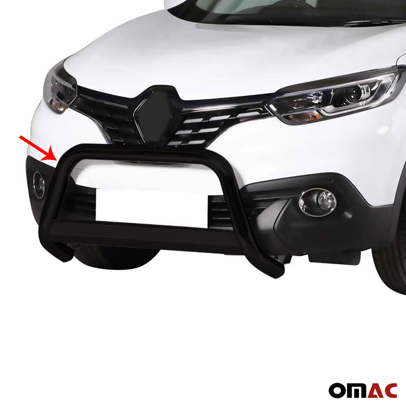 Pare-buffle Avant pour Renault Kadjar 2015-2018 63 mm en Acier Noir