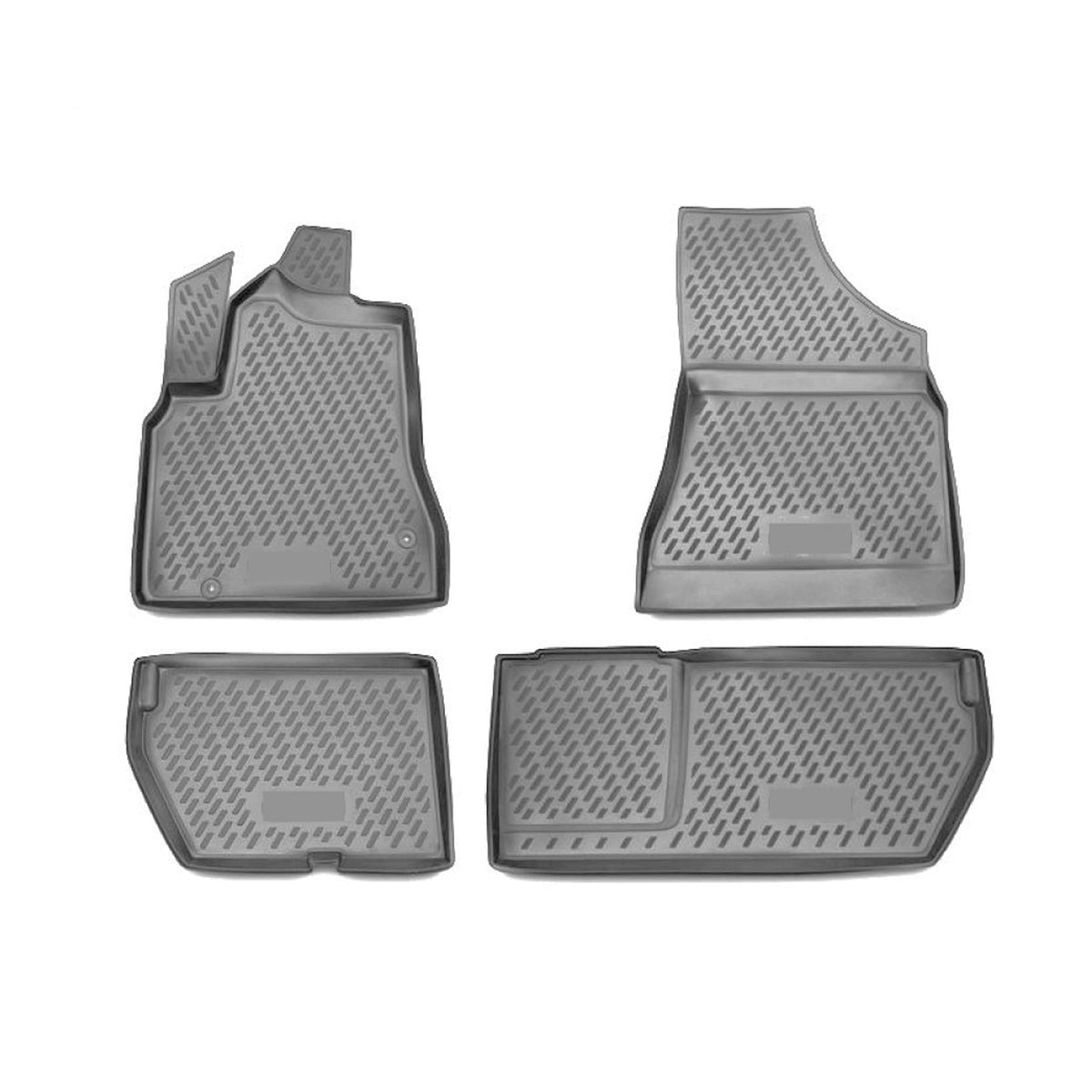 Tapis de sol pour Peugeot Partner 2008-2018 en caoutchouc TPE 3D Gris 4Pcs