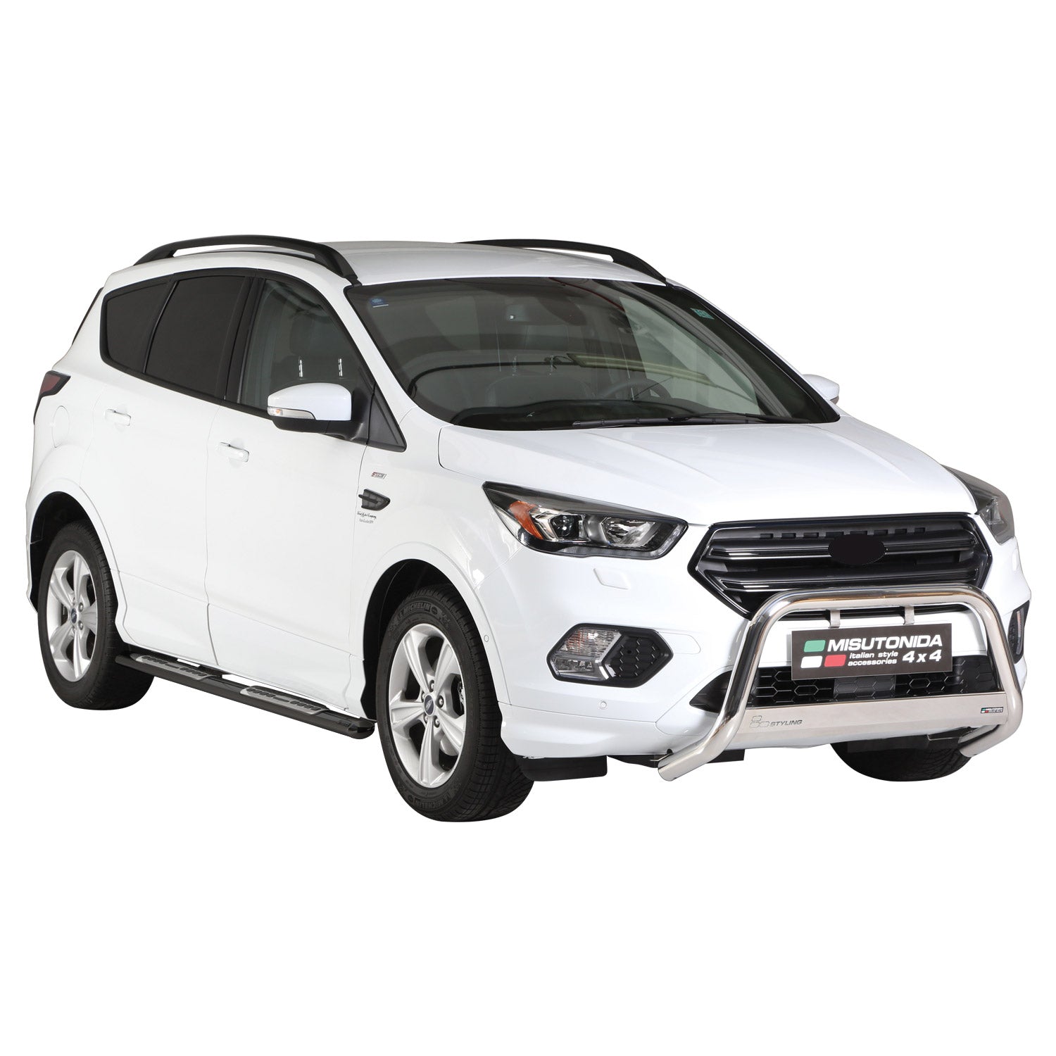 Marchepieds Latéraux pour Ford Kuga II 2017-2019 FL Acier Inoxydable Noir