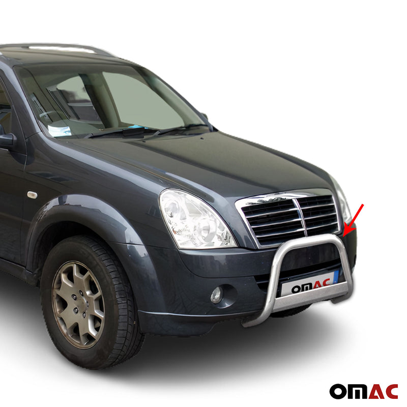 Pare-buffle Avant pour SsangYong Rexton 2006-2012 63 mm en Acier Gris