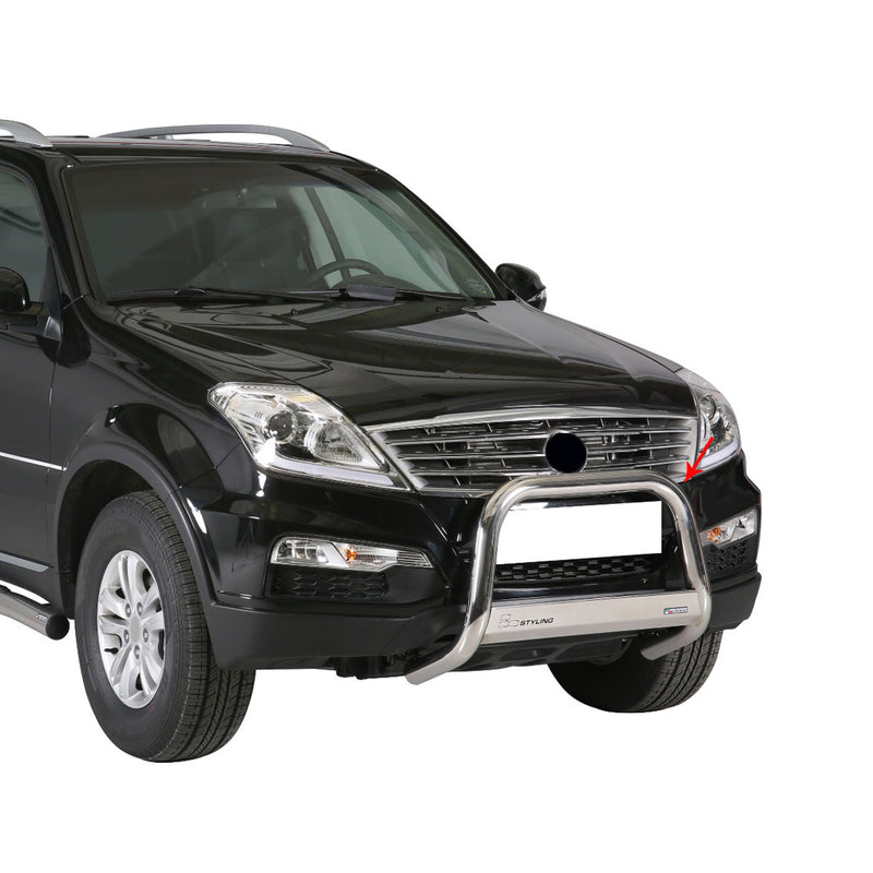 Pare-buffle Avant pour SsangYong Rexton W 2013-2017 63 mm en Acier Gris