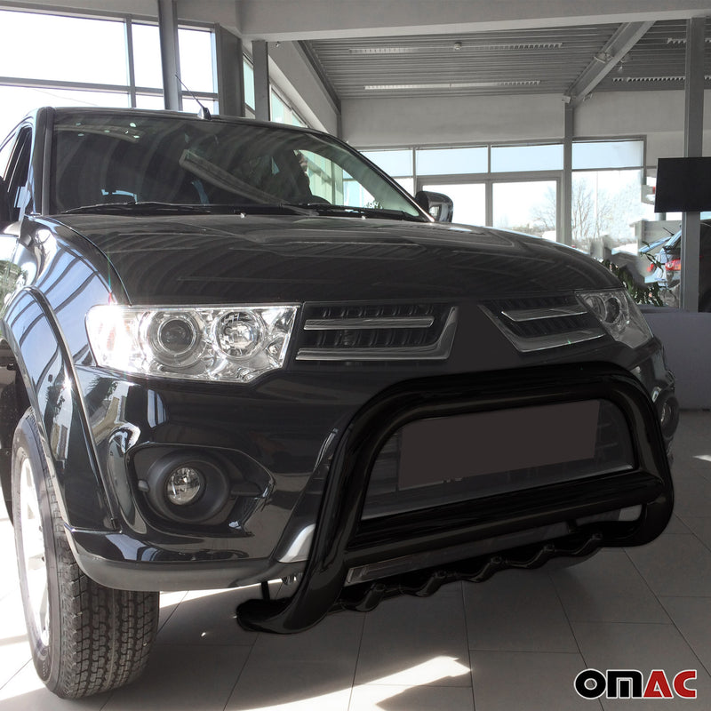 Pare-buffle Avant pour Mitsubishi L200 Triton 2012-2014 Ø 89mm en inox Noir