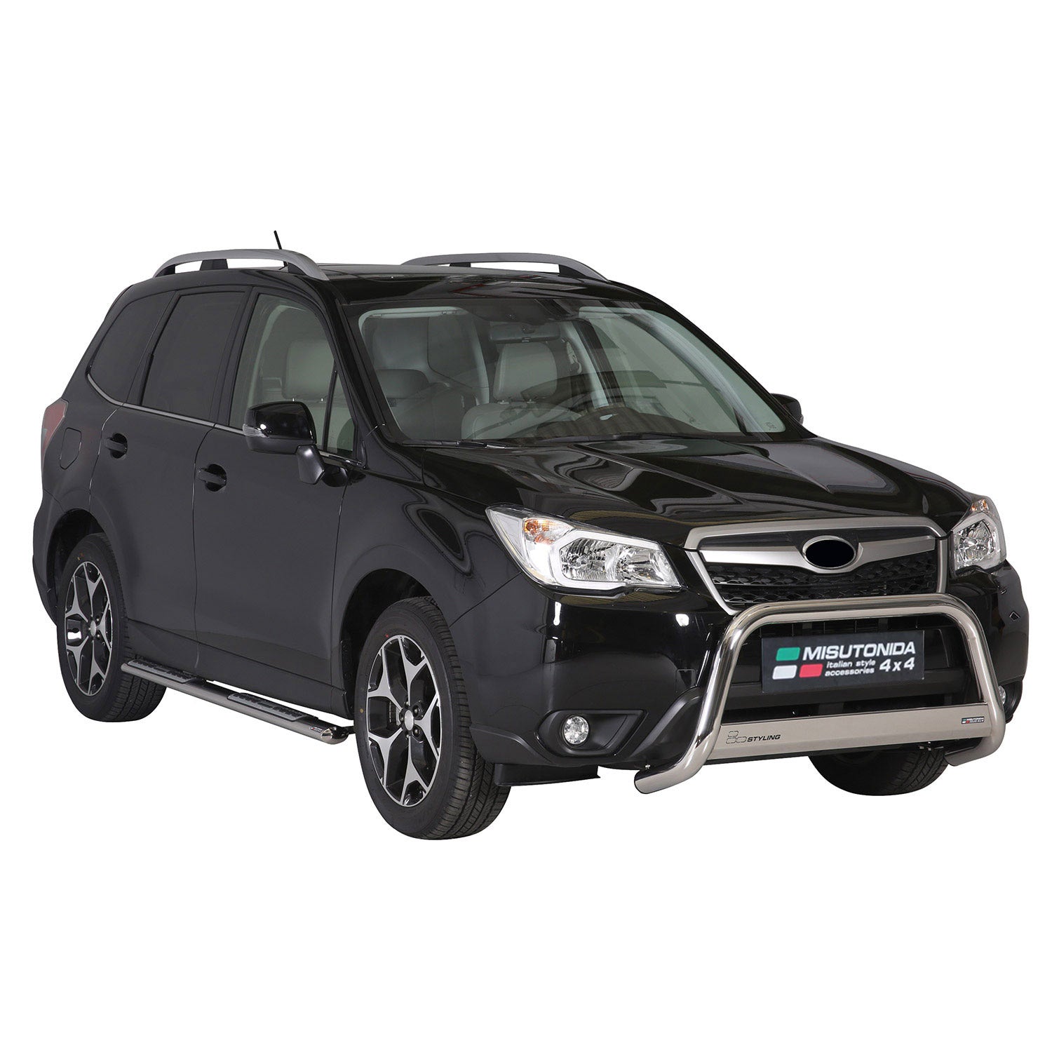 Marchepieds Latéraux pour Subaru Forester IV 2013-2015 Pre-FL Acier Inox Gris 2x