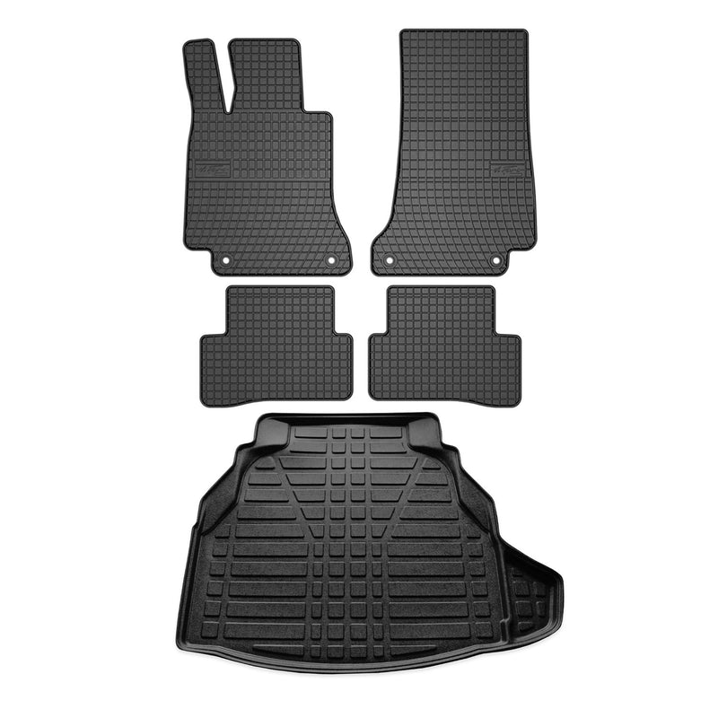 Kit Tapis de sol et coffre pour Mercedes Classe C W205 2013-2024 TPE Noir