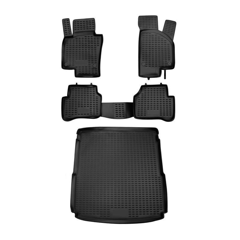 Kit Tapis de sol et coffre pour VW Passat B7 Alltrack 2010-2015 Caoutchouc Noir