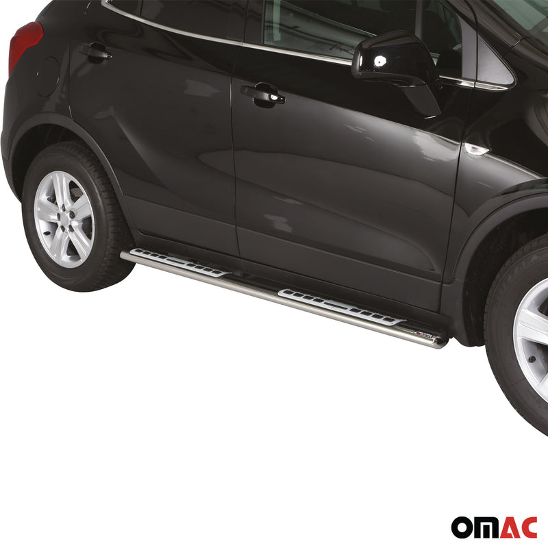 Marchepieds Latéraux pour Opel Mokka 2012-2016 Acier Inoxy Argent