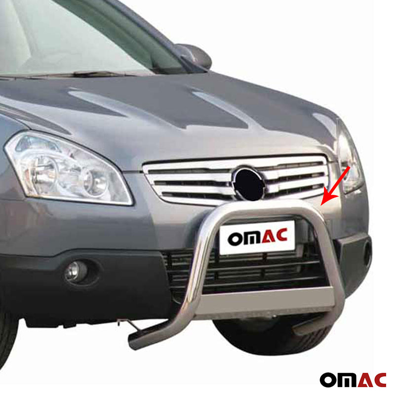 Pare-buffle Avant pour Nissan Qashqai +2 2008-2013 63 mm en Acier Gris