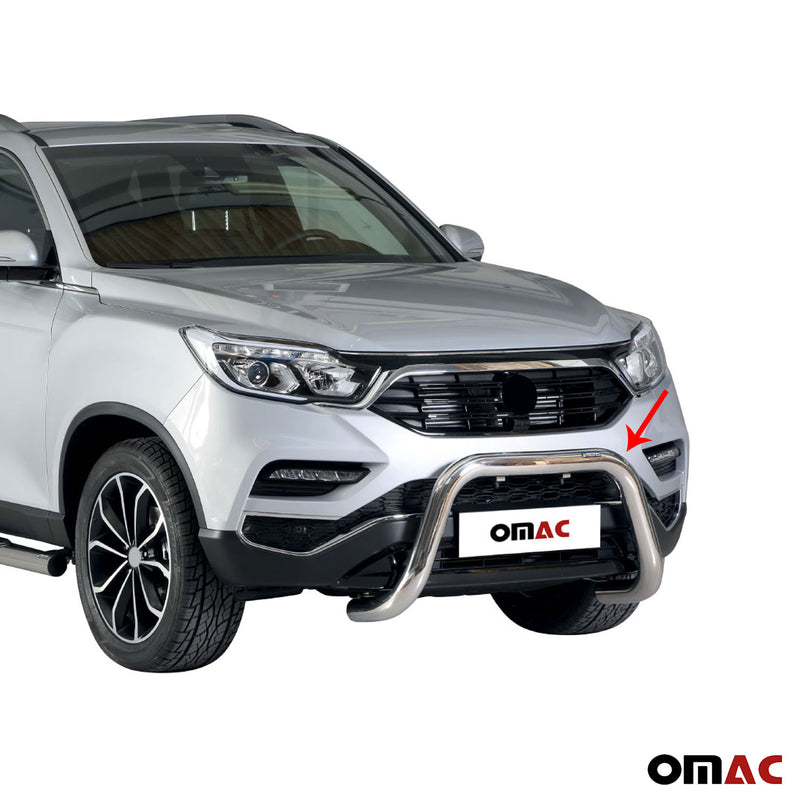 Pare-buffle Avant pour SsangYong Musso 2018-2024 76 mm en Acier Gris