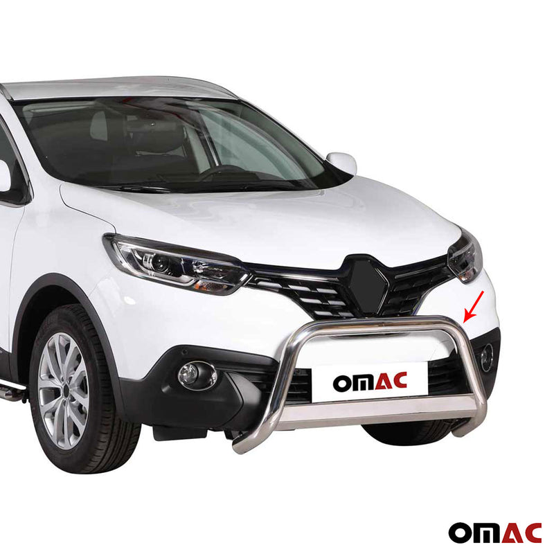 Pare-buffle Avant pour Renault Kadjar 2015-2018 63 mm en Acier Gris