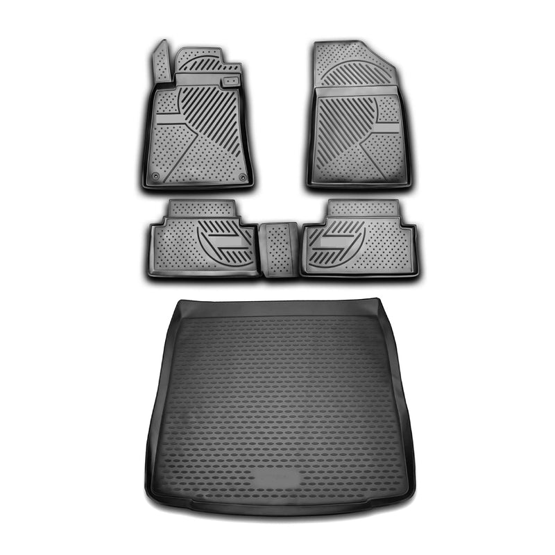 Kit Tapis de sol et coffre pour Peugeot 508 2010-2018 en Caoutchouc TPE Noir