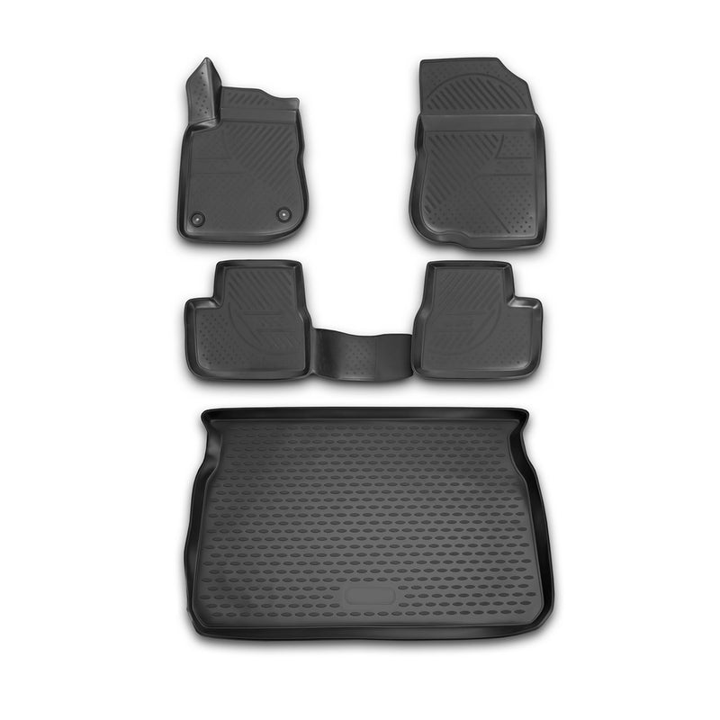 Kit Tapis de sol et coffre pour Peugeot 208 2012-2019 en Caoutchouc TPE Noir