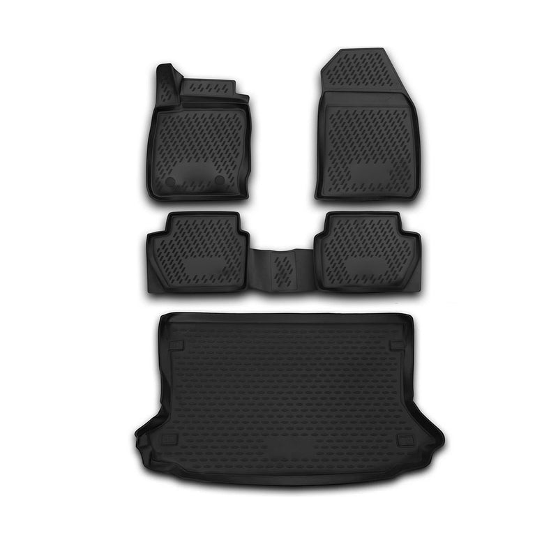 Kit Tapis de sol et coffre pour Ford Ecosport 2014-2017 en Caoutchouc TPE Noir