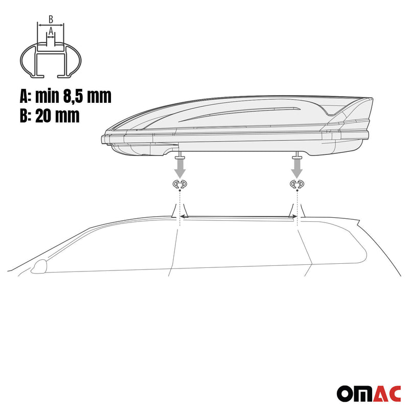 OMAC Jeu d'adaptateurs à rainure en T pour coffre de toit Mania 400 460 580 4pcs