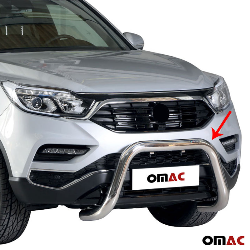 Pare-buffle Avant pour SsangYong Musso 2018-2024 76 mm en Acier Gris