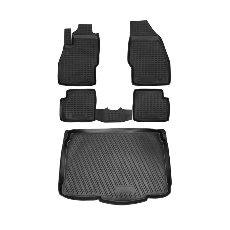 Kit Tapis de sol et coffre pour Opel Corsa E 2014-2020 en Caoutchouc TPE Noir