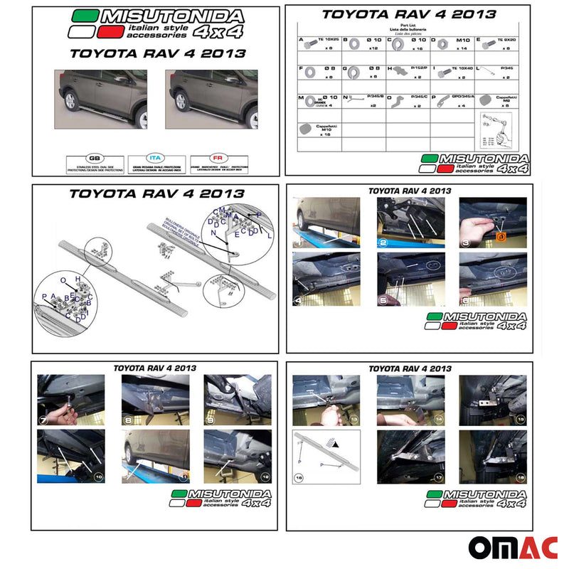 Marchepieds Latéraux pour Toyota RAV4 XA40 2013-2015 Acier Inoxydable Noir