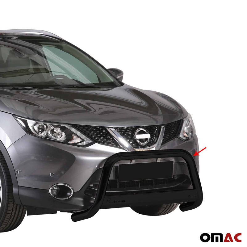 Pare-buffle Avant pour Nissan Qashqai 2017-2021 63 mm en Acier Noir