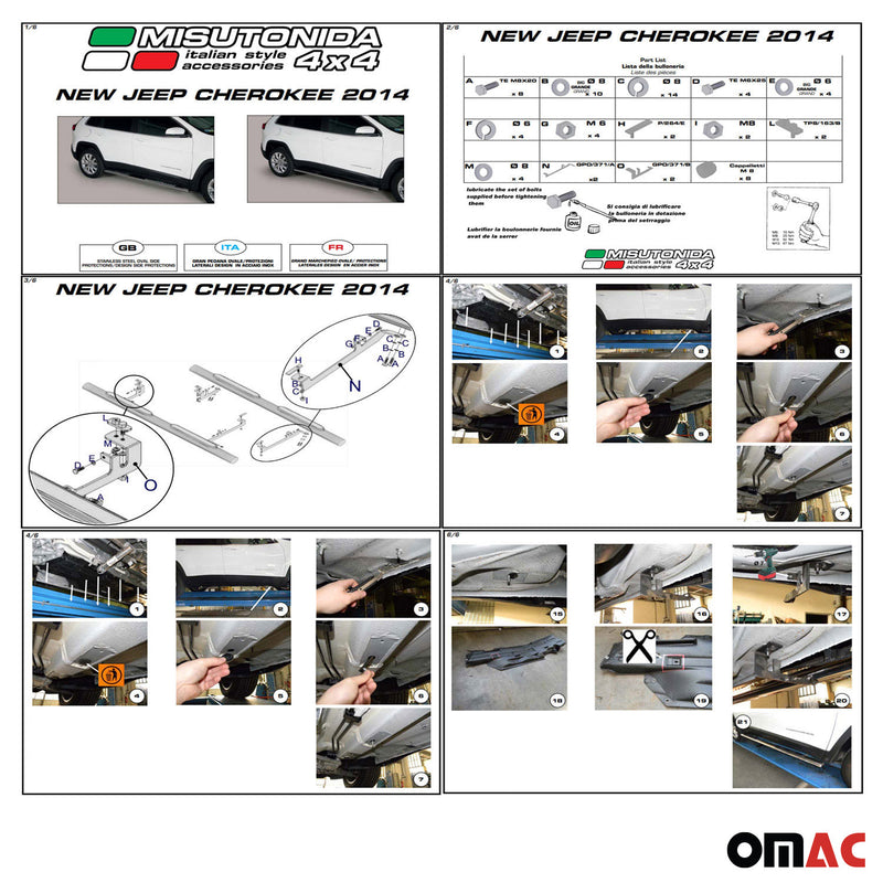 Marchepieds Latéraux pour Jeep Cherokee 2013-2018 Acier Inoxy Argent