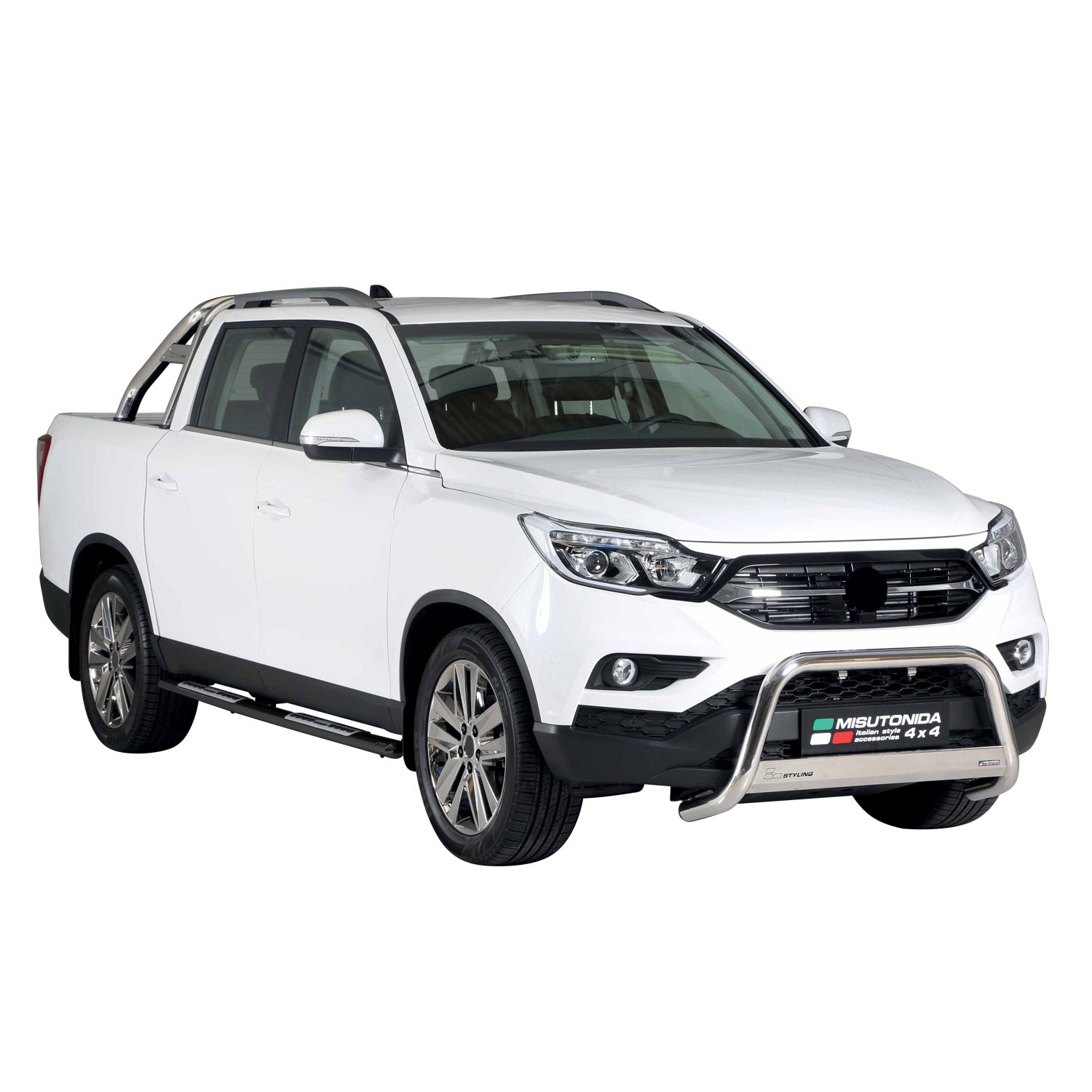 Marchepieds Latéraux pour Ssangyong Musso 2018-2026 Acier Inoxydable Noir