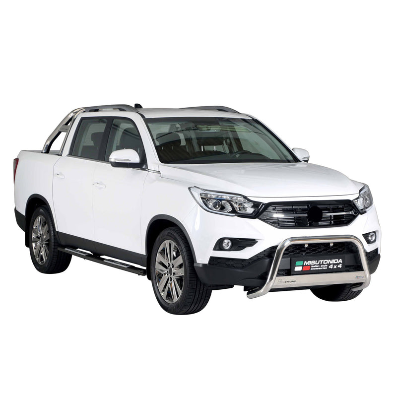 Marchepieds Latéraux pour Ssangyong Musso 2018-2024 Acier Inoxydable Noir