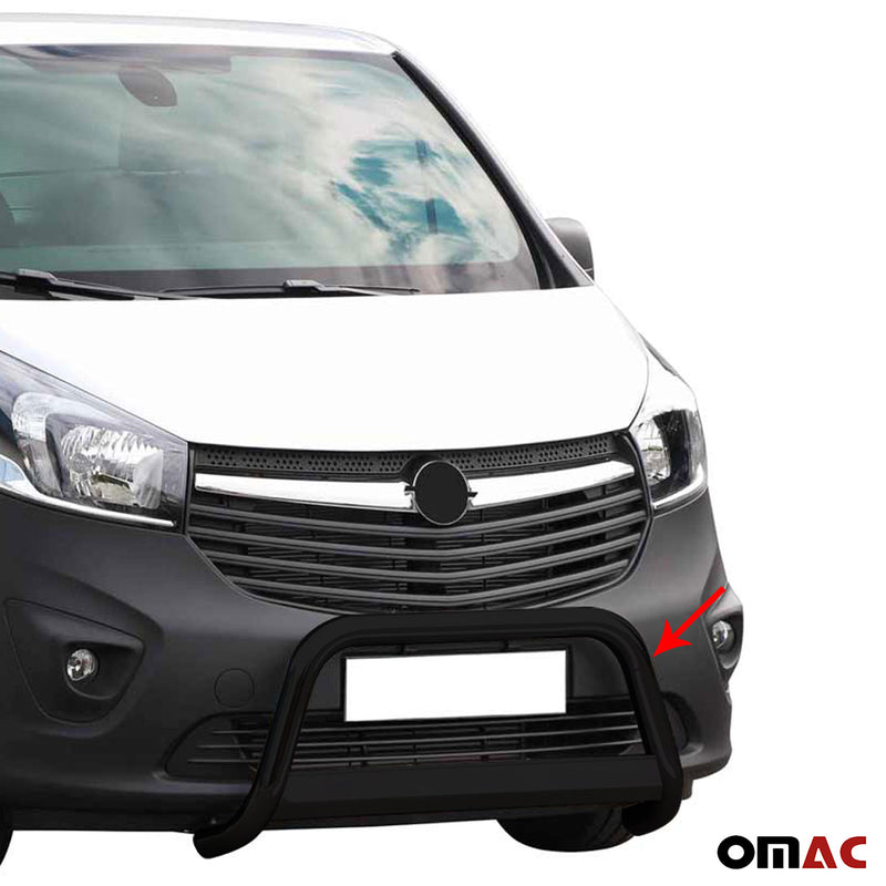 Pare-buffle Avant pour Opel Vivaro 2014-2018 63 mm en Acier Noir