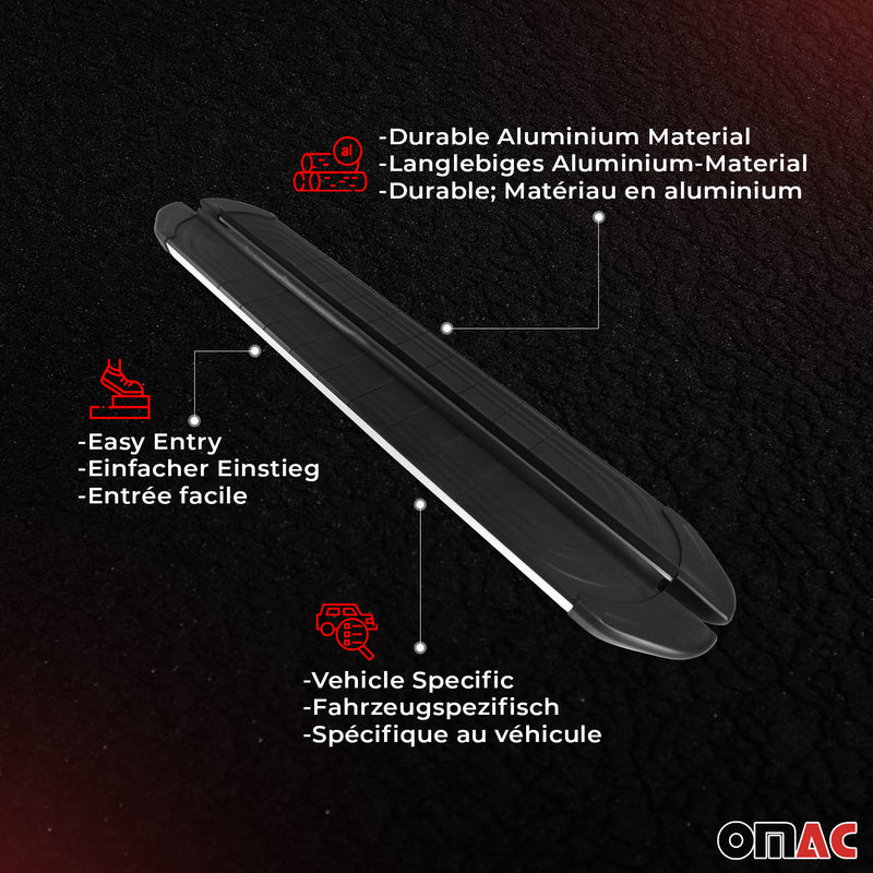 Marchepieds Latéraux pédale pour Opel Mokka 2012-2019 Aluminium Gris Noir 2Pcs