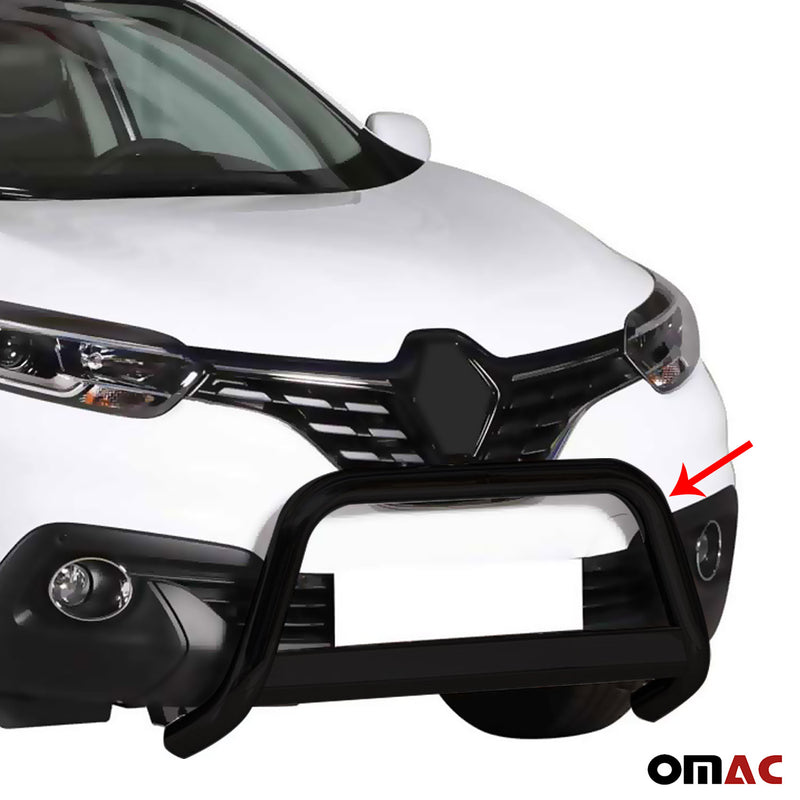 Pare-buffle Avant pour Renault Kadjar 2015-2018 63 mm en Acier Noir