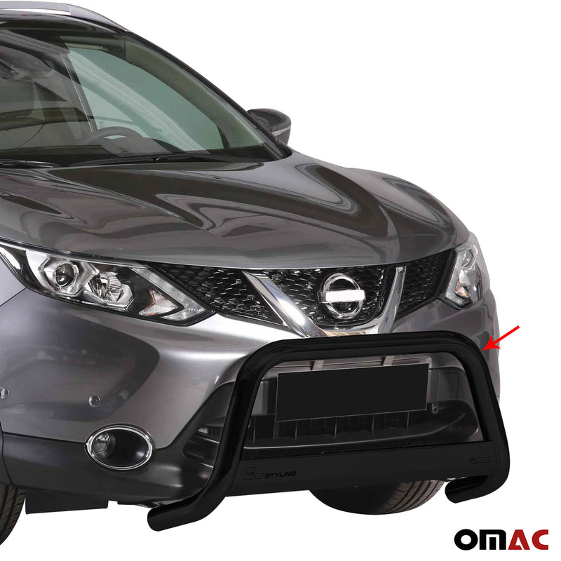 Pare-buffle Avant pour Nissan Qashqai 2017-2021 63 mm en Acier Noir