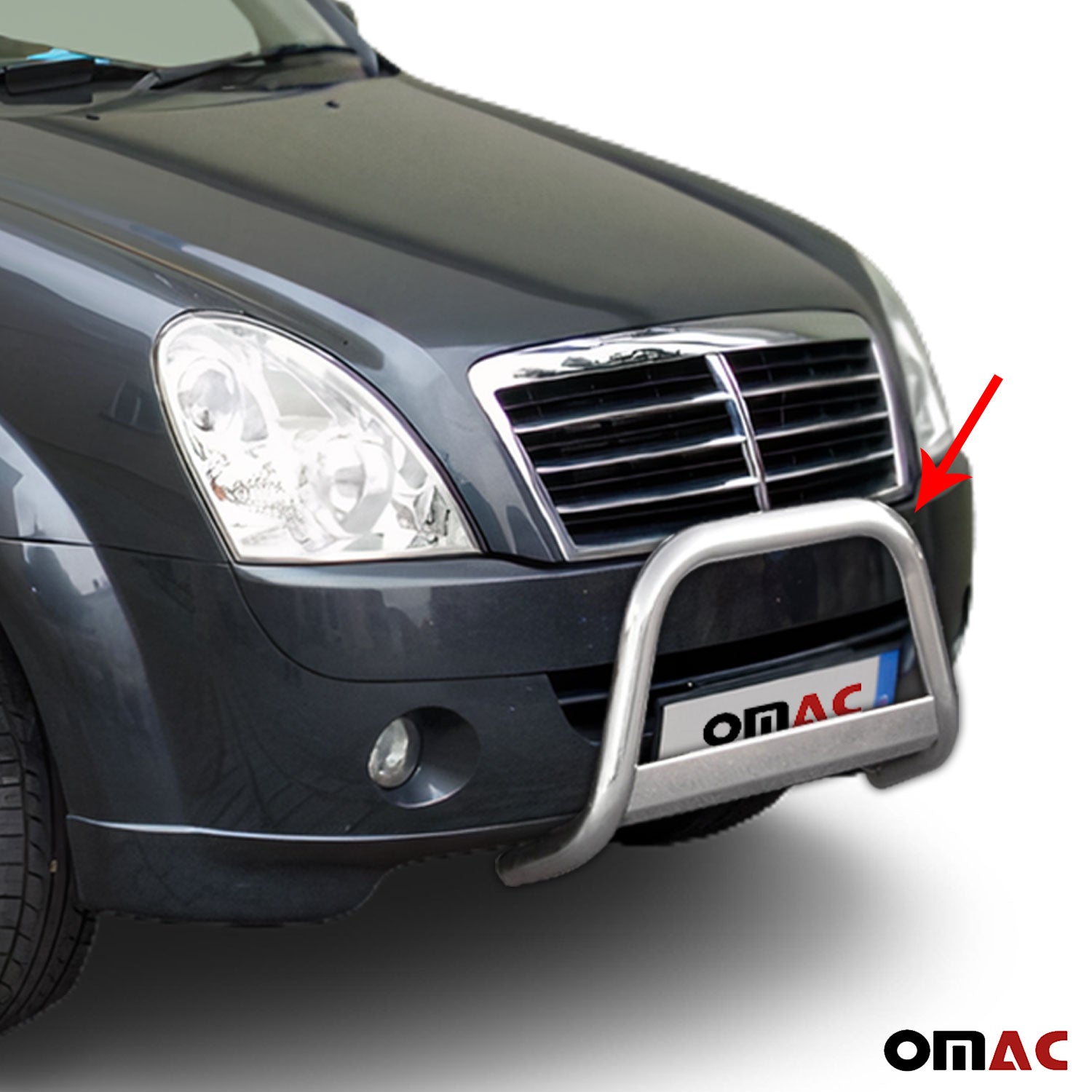 Pare-buffle Avant pour SsangYong Rexton 2006-2012 63 mm en Acier Gris
